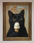 Black Cat Vanilla Ice Cream Framed Wall Art