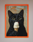 Black Cat Vanilla Ice Cream Framed Wall Art