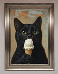 Black Cat Vanilla Ice Cream Framed Wall Art