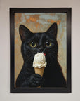 Black Cat Vanilla Ice Cream Framed Wall Art