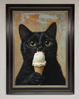 Black Cat Vanilla Ice Cream Framed Wall Art