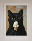 Black Cat Vanilla Ice Cream Framed Wall Art