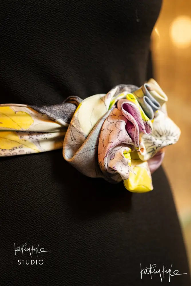 Black Floral Silk Scarf