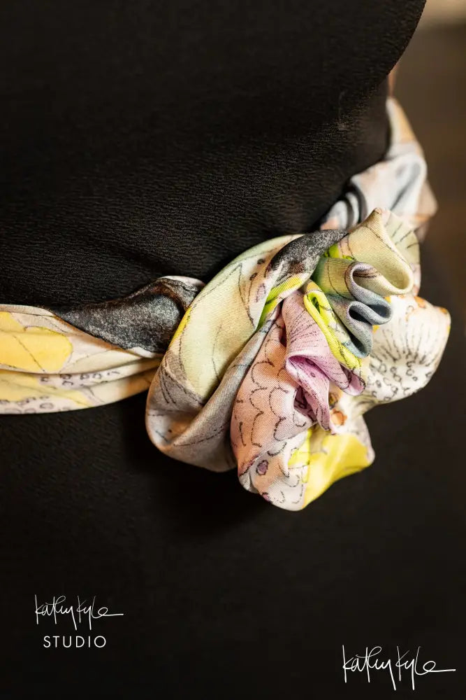 Black Floral Silk Scarf