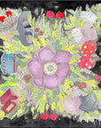 Black Floral Silk Scarf
