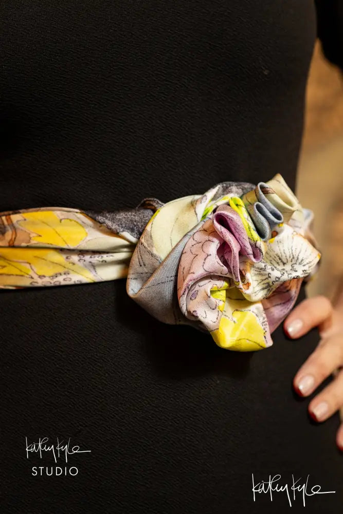 Black Floral Silk Scarf