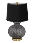 Black Fluted Glass Table Lamp with Velvet Shade