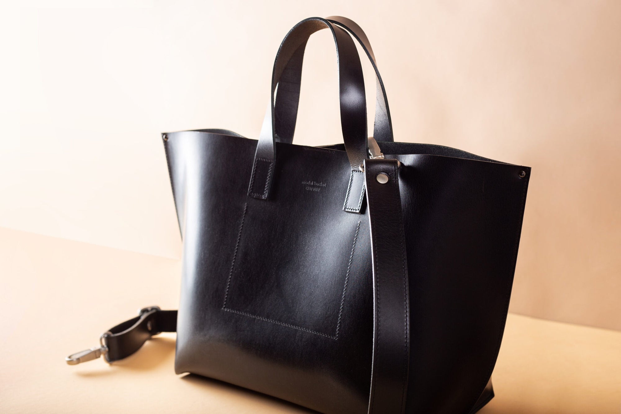 Spacious Black Bucket Tote Bag