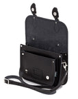 Leather Midi Satchel - Black