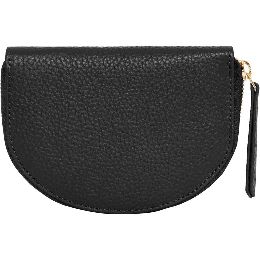 Black Leather Zip Around Half Moon Purse Brix and Bailey Ethical Bag Brand