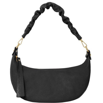 Black Pebbled Baguette Leather Shoulder Bag - Brix + Bailey