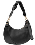 Black Pebbled Baguette Leather Shoulder Bag - Brix + Bailey