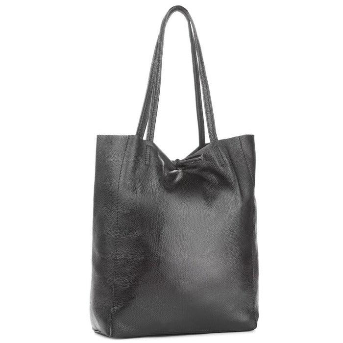 Black Pebbled Leather Tote Shopper - Brix + Bailey