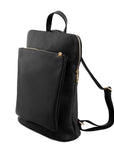 Black Pocket Ethical Leather Backpack