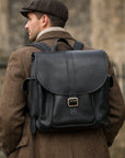 Men's Leather Tannery Backpack - Black