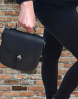 Handmade Tannery Leather Saddle Bag - Black