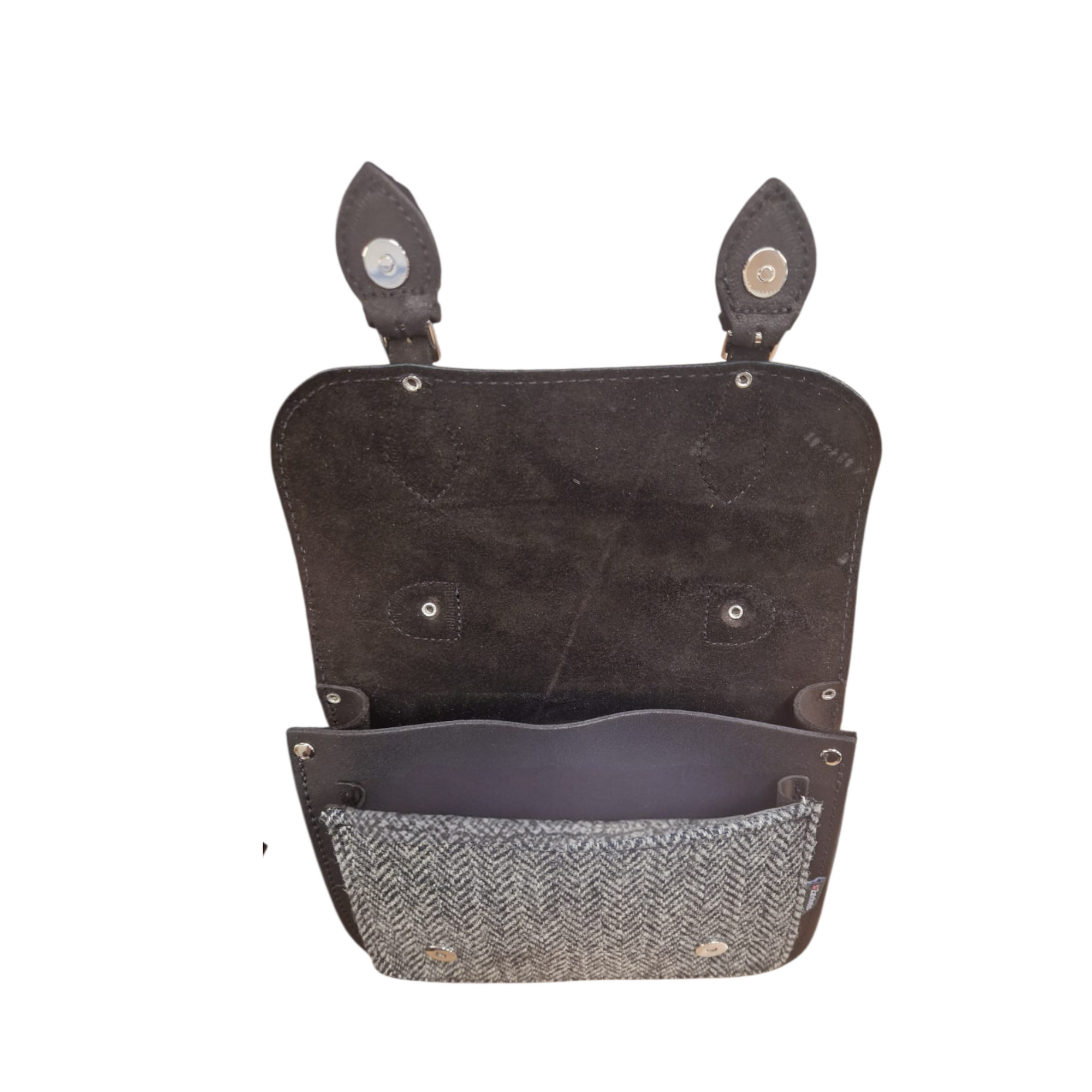 Midi Tannery &amp; Tweed Satchel - Black