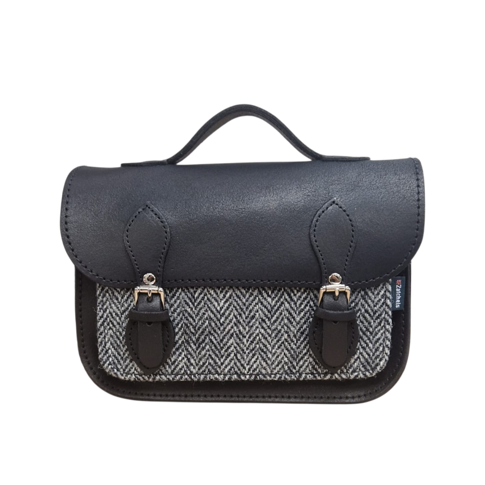 Midi Tannery &amp; Tweed Satchel - Black