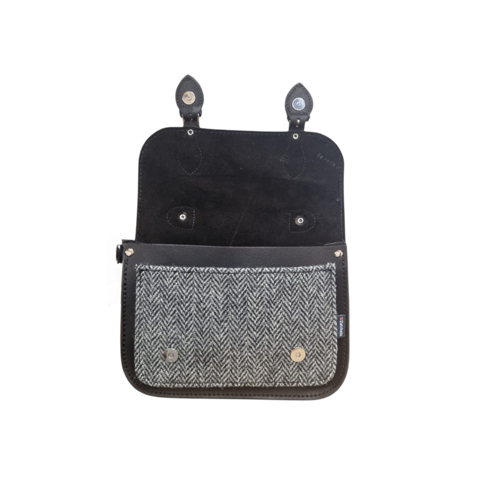 Midi Tannery &amp; Tweed Satchel - Black