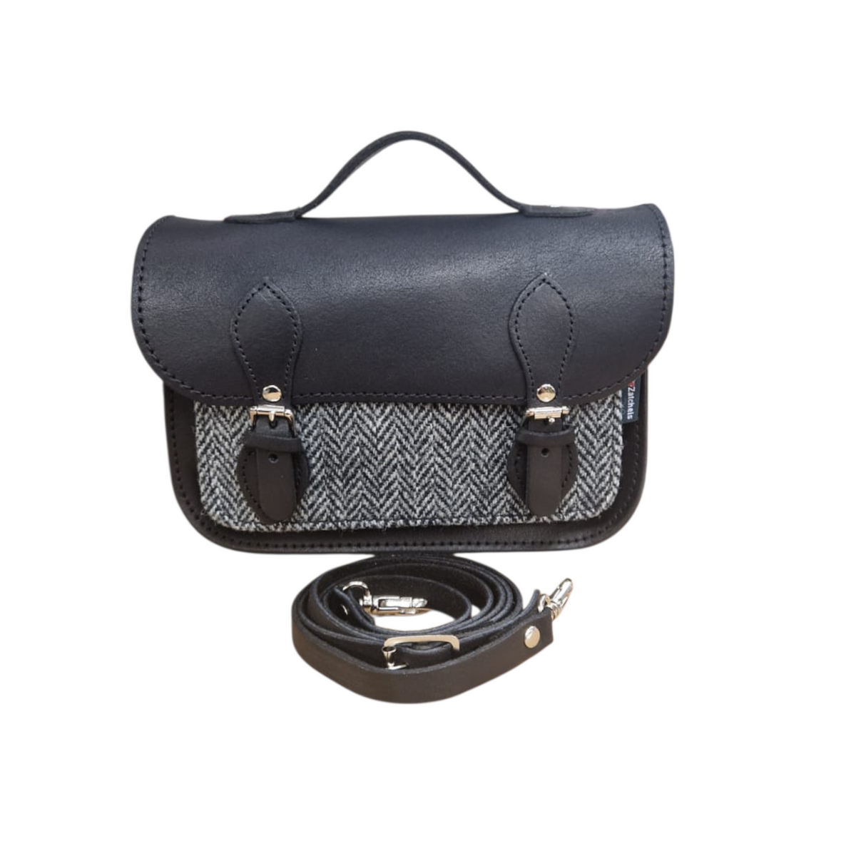 Midi Tannery &amp; Tweed Satchel - Black