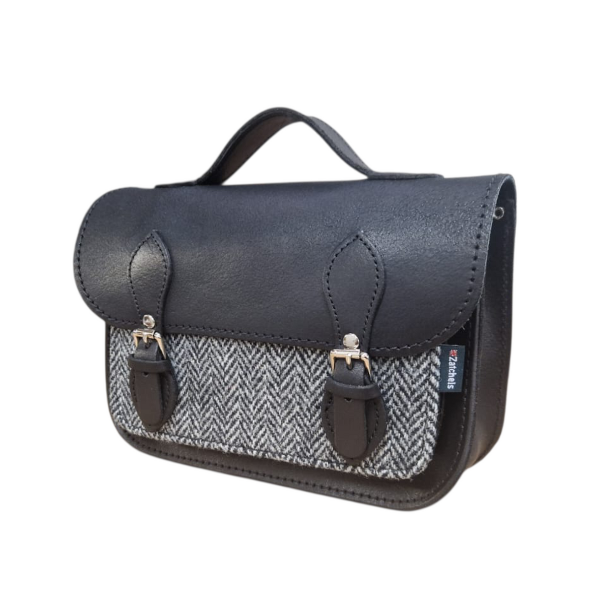 Midi Tannery &amp; Tweed Satchel - Black