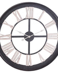 Black Skeleton Clock with White Roman Numerals