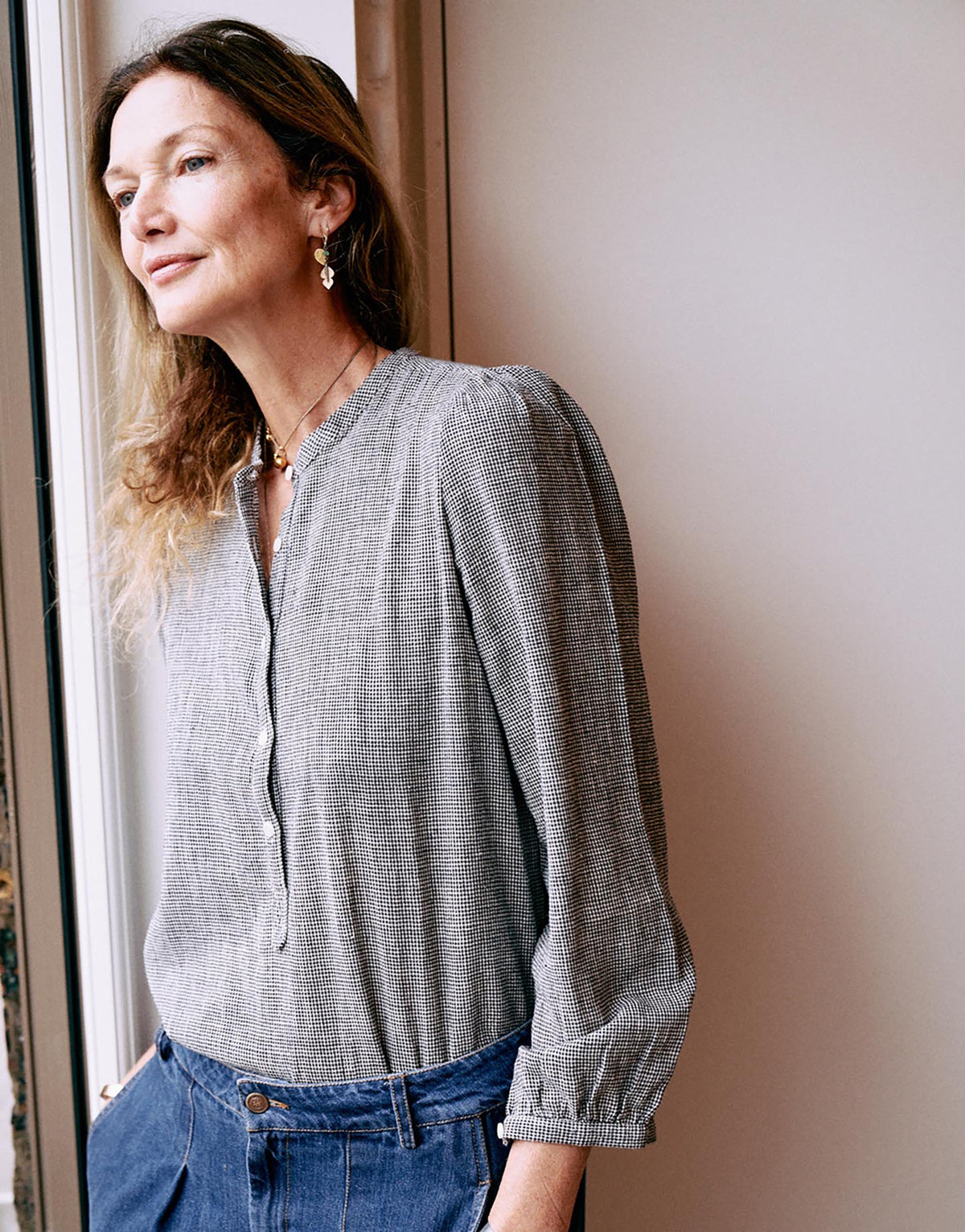 Nora blouse salt and pepper