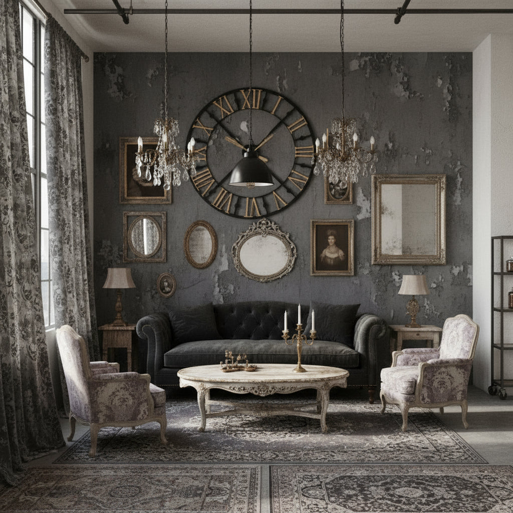 Black and gold skeleton station clock with intricate mechanical movement, 95cm contemporary metal wall decor by Sostter at brixbailey.com