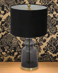 Glass Urn Lamp with Black Velvet Shade