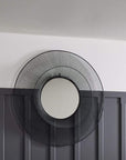 Large Round Black 3D Wire Mirror