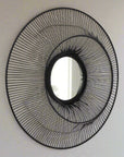 Sleek Black Round Wire Mirror Medium