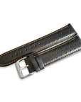 Black And Orange Leather Rally Watch Strap