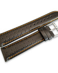 Black And Orange Leather Rally Watch Strap