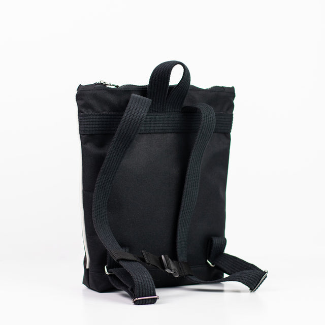 Velvet Stripe Backpack, Waterproof Black &amp; White