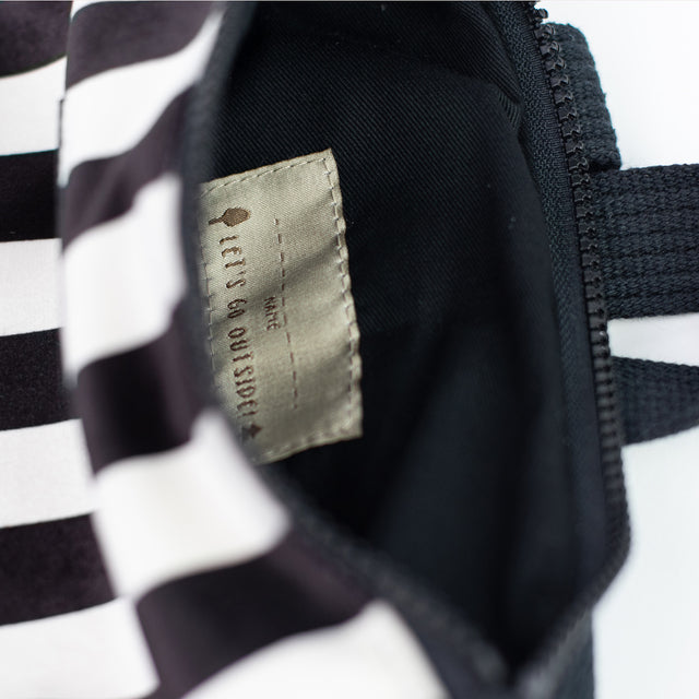 Velvet Stripe Backpack, Waterproof Black &amp; White