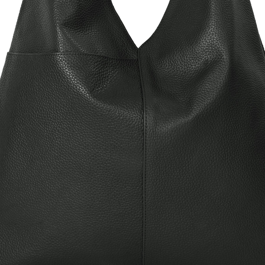 Black Boho Triangular Leather Bag