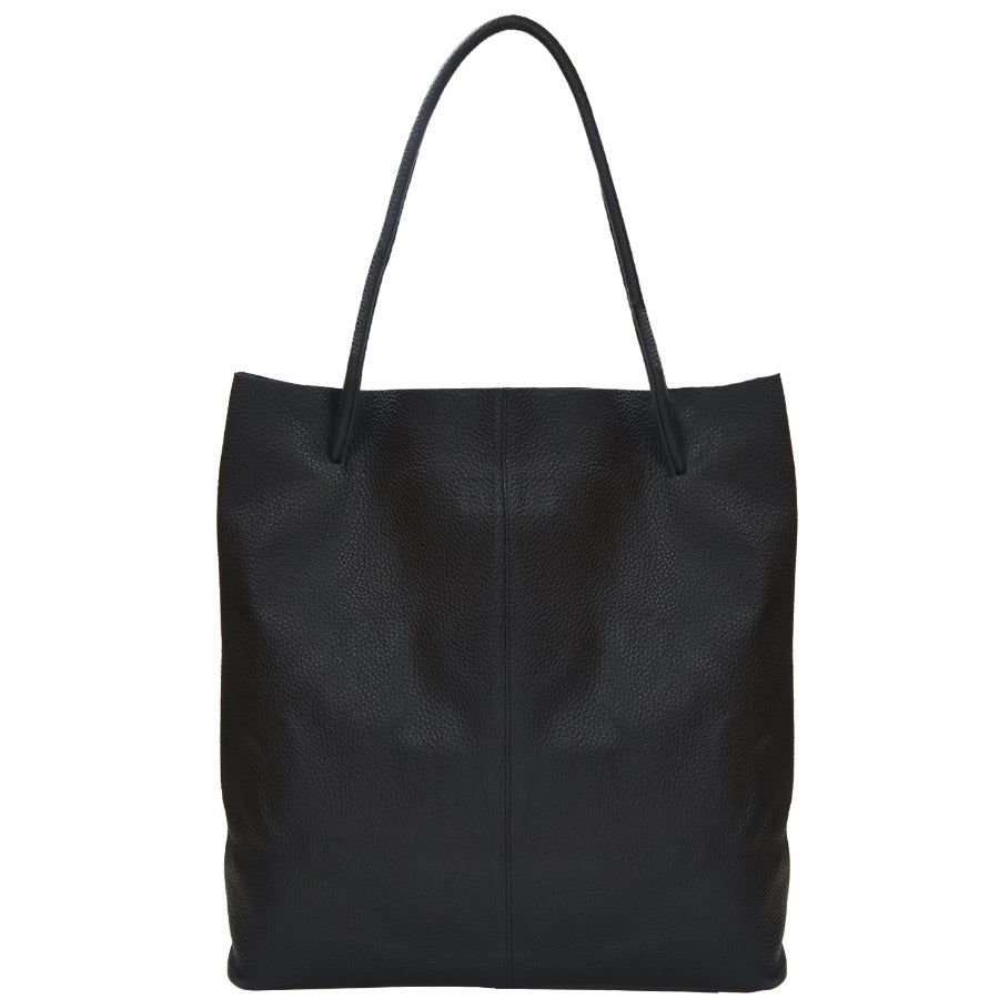 Black Drawcord Leather Hobo Shoulder Bag Ethical Sustainable LEather Tote Bag Brix And Bailey Brand