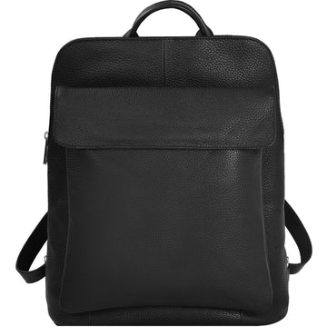 Black Leather Flap Pocket Backpack Brix and Bailey Ethical Handbag Brand