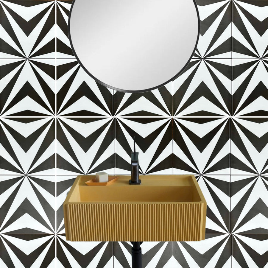 Luxury NEO porcelain tiles, blue and white, premium bathroom and kitchen tiles, stylish 20x20cm, trending interior design by Maria Starling Design at brixbailey.com