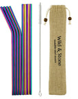 Reusable Stainless Steel Drinking Straws - Rainbow - 8 Pack