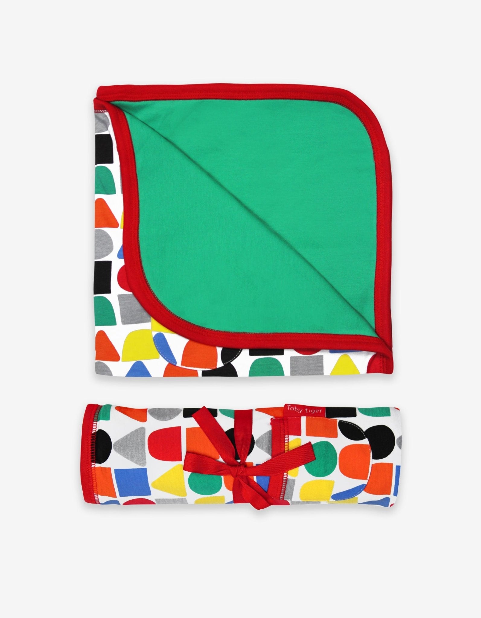 Premium Organic Cotton Baby Blanket for Sleeping, Snuggling, and Play - Soft Reversible Design in Colorful Blocks or Gentle Green by Toby Tiger at brixbailey.com