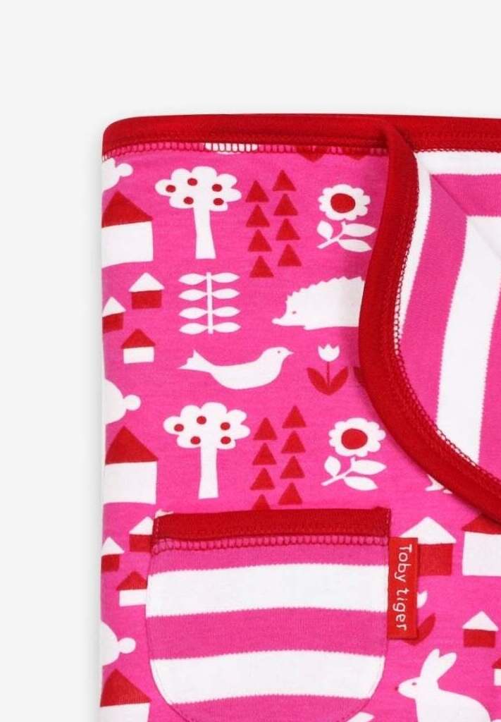 Premium organic cotton baby blanket, soft pink garden print, reversible, cozy and stylish, perfect for sleeping and cuddling by Toby Tiger at brixbailey.com