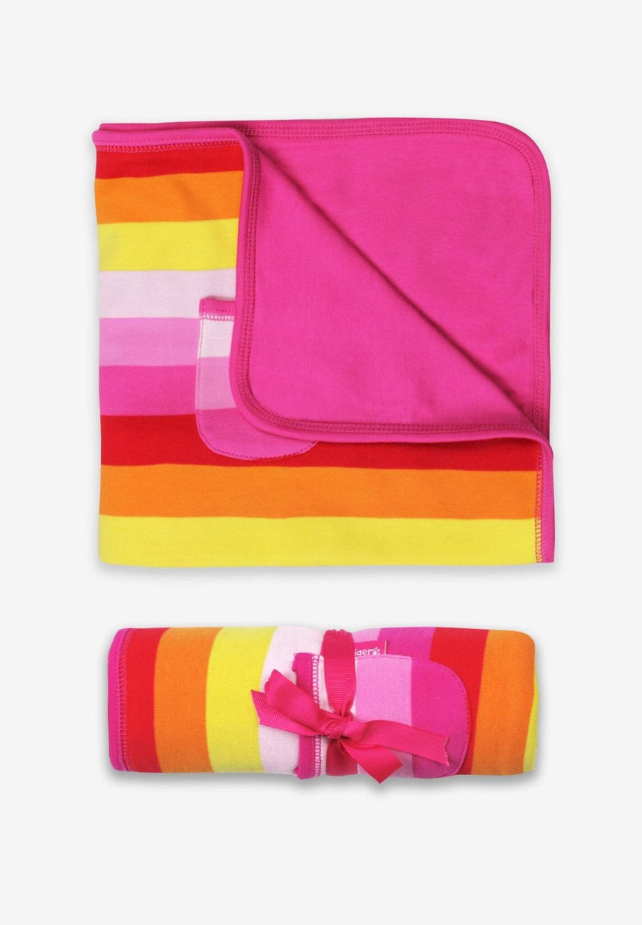Premium Organic Cotton Baby Blanket for Sleeping, Cuddling, and Relaxation - Soft and Reversible in Pink Stripes or Solid Pink by Toby Tiger at brixbailey.com