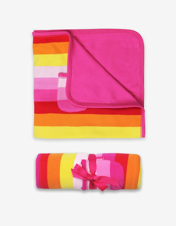 Luxury Organic Cotton Baby Blanket for Sleeping, Snuggling and Gifting in Pink Stripes or Solid by Toby Tiger at brixbailey.com