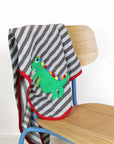 Premium Organic Cotton Baby Blanket for Sleeping, Cuddling, and Gifting - Soft Two-Sided with Dino Print or Gray-White Stripes by Toby Tiger at brixbailey.com
