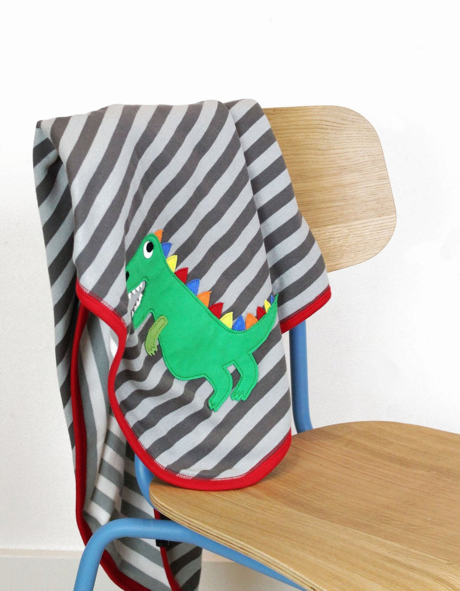 Premium Organic Cotton Baby Blanket for Sleeping, Cuddling, and Gifting - Soft Two-Sided with Dino Print or Gray-White Stripes by Toby Tiger at brixbailey.com