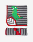 Premium Organic Cotton Baby Blanket for Sleeping, Snuggling, and Gifting - Soft 100% Certified Cotton, Dual-Sided with Dino or Striped Design by Toby Tiger at brixbailey.com