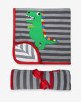 Premium Organic Cotton Baby Blanket for Sleeping, Cuddling, and Gifting - Soft and Reversible with Dino or Striped Design by Toby Tiger at brixbailey.com
