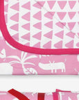 Premium Organic Cotton Baby Blanket for Sleeping, Snuggling, and Gifting - Soft Two-Sided Design with Jungle Print and Triangles by Toby Tiger at brixbailey.com
