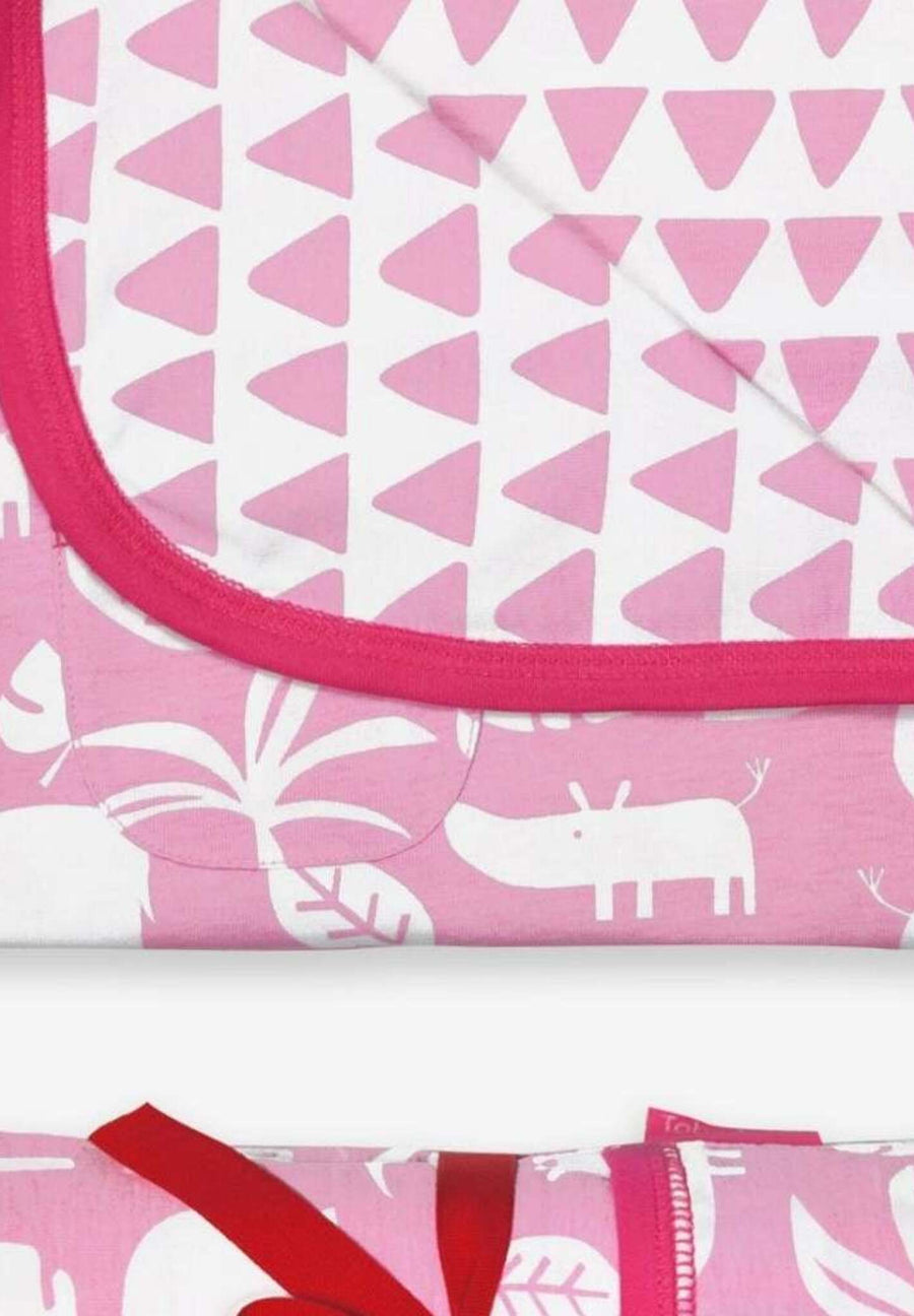 Premium Organic Cotton Baby Blanket for Sleeping, Snuggling, and Gifting - Soft Two-Sided Design with Jungle Print and Triangles by Toby Tiger at brixbailey.com